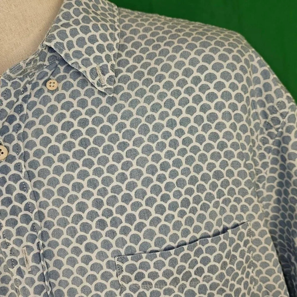 Faherty Mens Fishscale Redux Short Sleeve Stretch Playa Button Down Shirt XXL - Picture 3 of 5